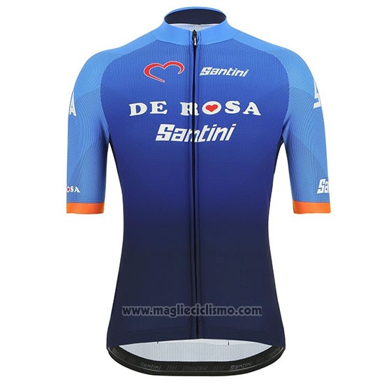 2019 Abbigliamento Ciclismo De Rosa Santini Blu Manica Corta e Salopette